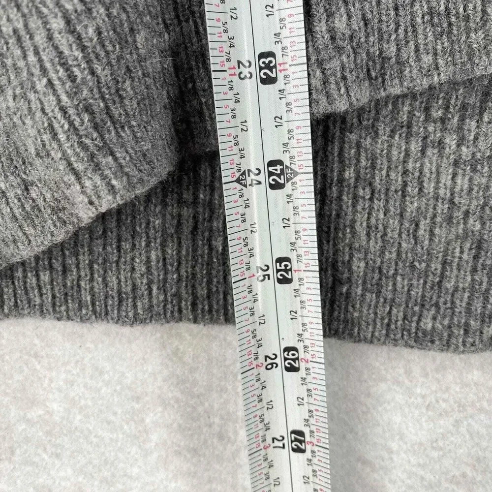 J Crew Fisherman Ragg‎ Sweater Mens XL 100% Lambswool Shawl Collar Gray Grandpa